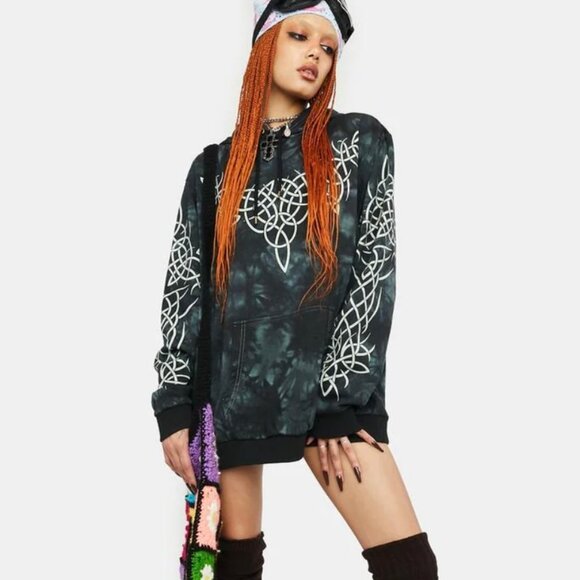 SOLD π Dolls Kill Hoodie - Current Mood Hoodie - Pixies and Potions Tie Dye - Picture 1 of 7